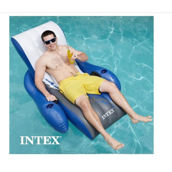 Intex Inflatable Lounge Pool Recliner Lounger Chair with Cup Holders - Picture 10 of 10